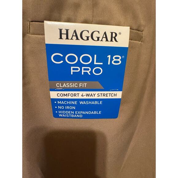 Haggar Men's Khaki Classic Fit Cool 18 Pro Dress Pants Flat Front 34W x 34L - Picture 7 of 12